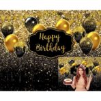 Banner Tip Fundal pentru Poze, Embo, din Panza, 185 x 110 cm, Sfoara 6 m, Prindere in 4 Colturi, Negru/Auriu - imagine 3