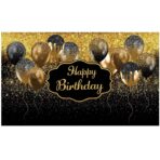 Banner Tip Fundal pentru Poze, Embo, din Panza, 185 x 110 cm, Sfoara 6 m, Prindere in 4 Colturi, Negru/Auriu