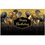 Banner Tip Fundal pentru Poze, Embo, din Panza, 185 x 110 cm, Sfoara 6 m, Prindere in 4 Colturi, Negru/Auriu