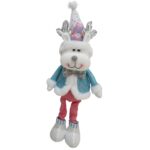 Figurina de Craciun Ren cu Palarie, Embo, Figurina Decorativa Ren de Craciun pentru Sarbatorile de Iarna, 52 x 17 x 8 cm, Multicolor