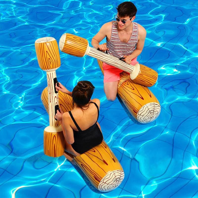 amazon-hot-selling-pool-party-water-wood-pattern-swimming-ring-adult-kids-play-raft-floating-pair-62fe45fb7e8c4.jpg Colac de inot gonflabil sub forma de pluta + vasla gonflabila , Joc pentru piscina, Embo - imagine 6