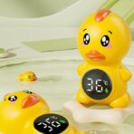 Termometru Electronic LED pentru Baie, Plutitor, Rezistent la apă, IPX7, Multifunctional, 3 Trepte de Temperatura, Model Ratusca, 12x7cm, Galben - imagine 4