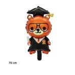 Balon din Folie Metalizata, Embo, Figurine, Model Ursulet Absolvent, 70 cm, Ambalaj Individual, Pai Inclus, Umflare cu Aer sau Heliu, Maro Negru - imagine 2