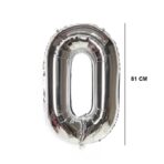 Balon din Folie Embo, Cifra 0, 81 cm, Pentru Aer sau Heliu, Bulk, Argintiu - imagine 2