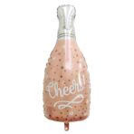 Balon din Folie Metalizata, Embo, Figurine, Model Sticla de Sampanie, 49x98 cm, Ambalaj Individual, Pai Inclus, Umflare cu Aer sau Heliu, Roz