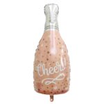 Balon din Folie Metalizata, Embo, Figurine, Model Sticla de Sampanie, 49x98 cm, Ambalaj Individual, Pai Inclus, Umflare cu Aer sau Heliu, Roz