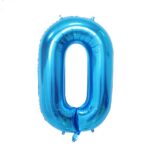 Balon din Folie Embo, Cifra 0, 81 cm, Pentru Aer sau Heliu, Bulk, Albastru