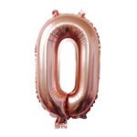 Balon din Folie Embo, Cifra 0, 81 cm, Pentru Aer sau Heliu, Bulk, Roz Auriu
