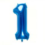 Balon din Folie Embo, Cifra 1, 81 cm, Pentru Aer sau Heliu, Bulk, Albastru