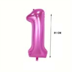 Balon din Folie Embo, Cifra 1, 81 cm, Pentru Aer sau Heliu, Mov - imagine 2