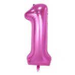 Balon din Folie Embo, Cifra 1, 81 cm, Pentru Aer sau Heliu, Mov
