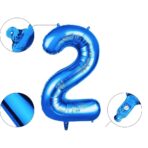 Balon din Folie Embo, Cifra 2, 81 cm, Pentru Aer sau Heliu, Albastru - imagine 3