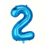 Balon din Folie Embo, Cifra 2, 81 cm, Pentru Aer sau Heliu, Albastru