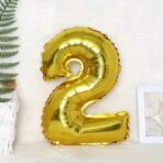 Balon din Folie Embo, Cifra 2, 81 cm, Pentru Aer sau Heliu, Auriu - imagine 2