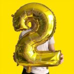 Balon din Folie Embo, Cifra 2, 81 cm, Pentru Aer sau Heliu, Auriu - imagine 3