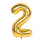 Balon din Folie Embo, Cifra 2, 81 cm, Pentru Aer sau Heliu, Auriu