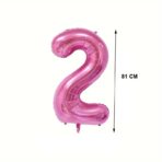 Balon din Folie Embo, Cifra 2, 81 cm, Pentru Aer sau Heliu, Mov - imagine 2