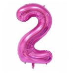 Balon din Folie Embo, Cifra 2, 81 cm, Pentru Aer sau Heliu, Mov