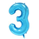Balon din Folie Embo, Cifra 3, 81 cm, Pentru Aer sau Heliu, Albastru