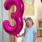 Balon din Folie Embo, Cifra 3, 81 cm, Pentru Aer sau Heliu, Mov - imagine 2