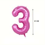Balon din Folie Embo, Cifra 3, 81 cm, Pentru Aer sau Heliu, Mov - imagine 3