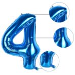 Balon din Folie Embo, Cifra 4, 81 cm, Pentru Aer sau Heliu, Bulk, Albastru - imagine 3
