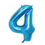 Balon din Folie Embo, Cifra 4, 81 cm, Pentru Aer sau Heliu, Bulk, Albastru