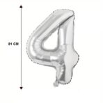 Balon din Folie Embo, Cifra 4, 81 cm, Pentru Aer sau Heliu, Bulk, Argintiu - imagine 4