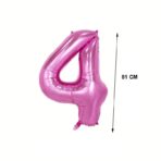 Balon din Folie Embo, Cifra 4, 81 cm, Pentru Aer sau Heliu, Bulk, Mov - imagine 2