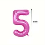 Balon din Folie Embo, Cifra 5, 81 cm, Pentru Aer sau Heliu, Bulk, Mov - imagine 2
