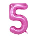 Balon din Folie Embo, Cifra 5, 81 cm, Pentru Aer sau Heliu, Bulk, Mov