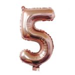 Balon din Folie Embo, Cifra 5, 81 cm, Pentru Aer sau Heliu, Bulk, Roz Auriu