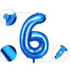 Balon din Folie Embo, Cifra 6, 81 cm, Pentru Aer sau Heliu, Bulk, Albastru - imagine 3