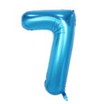 Balon din Folie Embo, Cifra 7, 81 cm, Pentru Aer sau Heliu, Bulk, Albastru