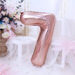 Balon din Folie Embo, Cifra 7, 81 cm, Pentru Aer sau Heliu, Bulk, Roz Auriu - imagine 4