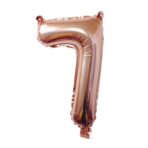 Balon din Folie Embo, Cifra 7, 81 cm, Pentru Aer sau Heliu, Bulk, Roz Auriu