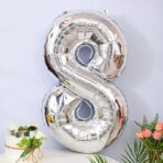 Balon din Folie Embo, Cifra 8, 81 cm, Pentru Aer sau Heliu, Bulk, Argintiu - imagine 2