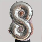 Balon din Folie Embo, Cifra 8, 81 cm, Pentru Aer sau Heliu, Bulk, Argintiu - imagine 3