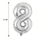 Balon din Folie Embo, Cifra 8, 81 cm, Pentru Aer sau Heliu, Bulk, Argintiu - imagine 4