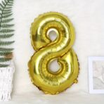 Balon din Folie Embo, Cifra 8, 81 cm, Pentru Aer sau Heliu, Bulk, Auriu - imagine 2