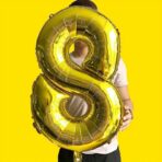 Balon din Folie Embo, Cifra 8, 81 cm, Pentru Aer sau Heliu, Bulk, Auriu - imagine 3