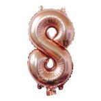 Balon din Folie Embo, Cifra 8, 81 cm, Pentru Aer sau Heliu, Bulk, Roz Auriu