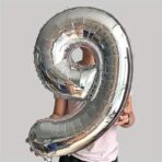 Balon din Folie Embo, Cifra 9, 81 cm, Pentru Aer sau Heliu, Bulk, Argintiu - imagine 3