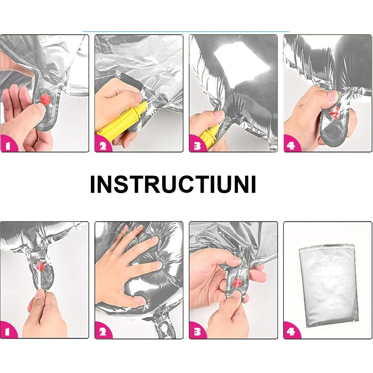 Balon din Folie Embo, Cifra 9, 81 cm, Pentru Aer sau Heliu, Bulk, Argintiu - imagine 7