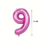 Balon din Folie Embo, Cifra 9, 81 cm, Pentru Aer sau Heliu, Bulk, Mov - imagine 2