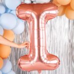 Balon Folie Metalizata Litera I, Embo, 100 cm, Umflati cu Heliu sau Aer, Ambalaj Individual, Pai inclus, Rose Gold - imagine 5