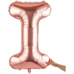 Balon Folie Metalizata Litera I, Embo, 100 cm, Umflati cu Heliu sau Aer, Ambalaj Individual, Pai inclus, Rose Gold - imagine 8