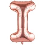 Balon Folie Metalizata Litera I, Embo, 100 cm, Umflati cu Heliu sau Aer, Ambalaj Individual, Pai inclus, Rose Gold