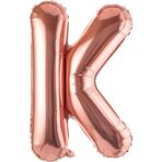 Balon Folie Metalizata Litera K, Embo, 100 cm, Umflati cu Heliu sau Aer, Ambalaj Individual, Pai inclus, Rose Gold
