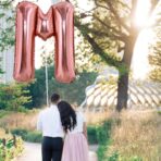 Balon Folie Metalizata Litera M, Embo, 100 cm, Umflati cu Heliu sau Aer, Ambalaj Individual, Pai inclus, Rose Gold - imagine 3